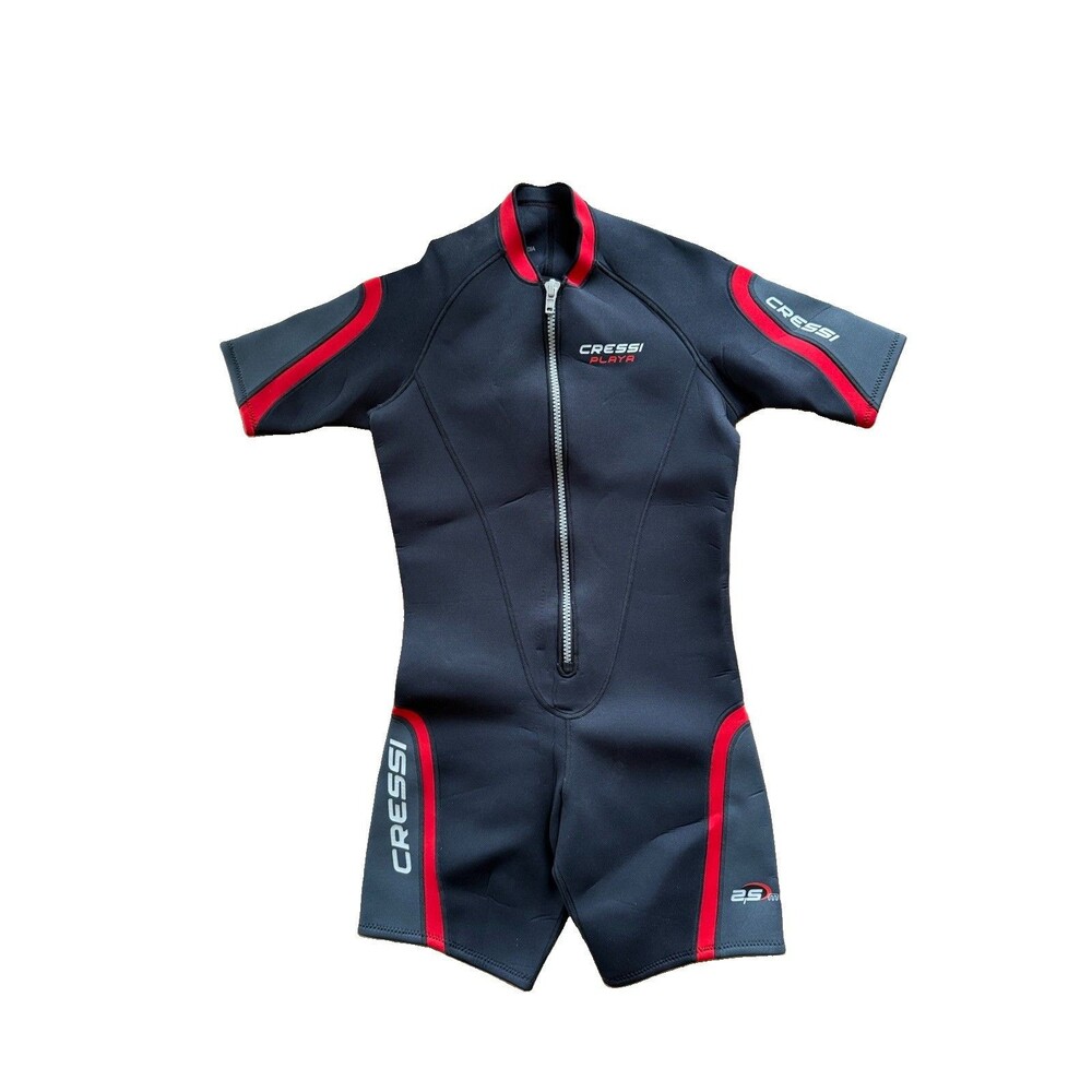 Cressi Playa Men’s XXL/6 Shorty Wetsuit 2.5mm Neoprene Black Red Front Zip